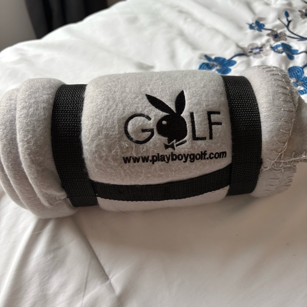Rare Playboy Golf Gray Fleece Throw Blanket
